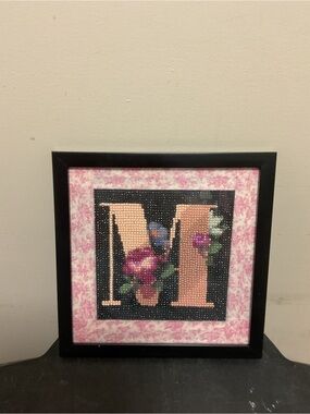 Letter M Diamond Art Wall Decor ✨ Framed Floral Initial 8x8